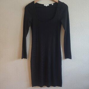Vince Dress Womens Small Black Ribbed Knit Long Sleeve Bodycon Sweater Midi